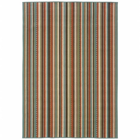Palacedesigns 5 x 8 ft. Green & Brown Striped Indoor & Outdoor Area Rug PA2627794